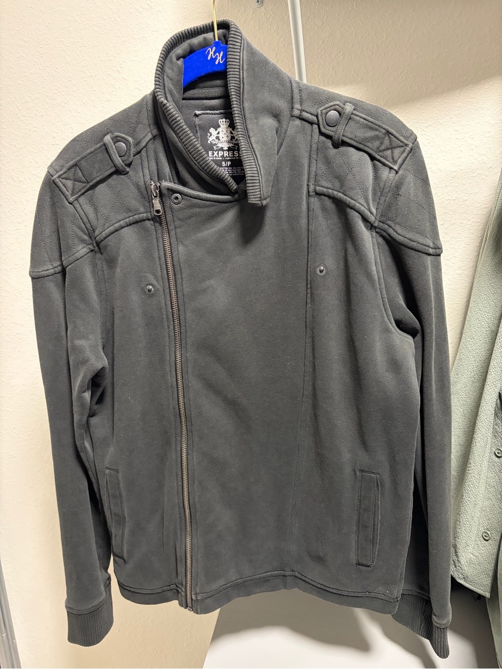 Express Charcoal Gray Zip-Front Moto Jacket